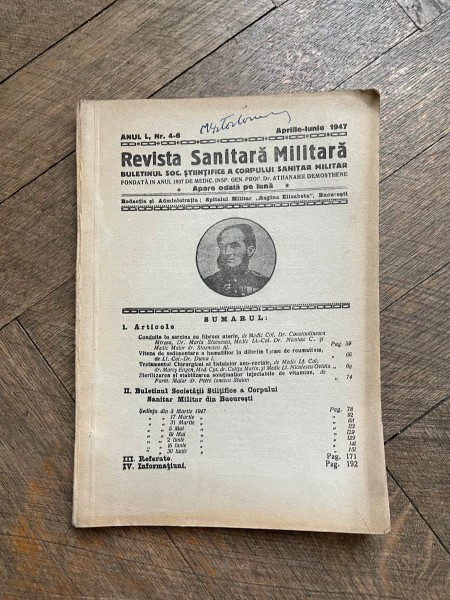 Revista Sanitara Militara Anul L Aprilie - Iunie Nr. 4-6 1947