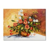 Tablou 3D cu flori pictat manual - Aranajament floral regal - 80x60cm ulei pe panza