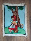 ** Lucru manual vechi cusatura pe etamina, scufita rosie, pentru inramat, fetita