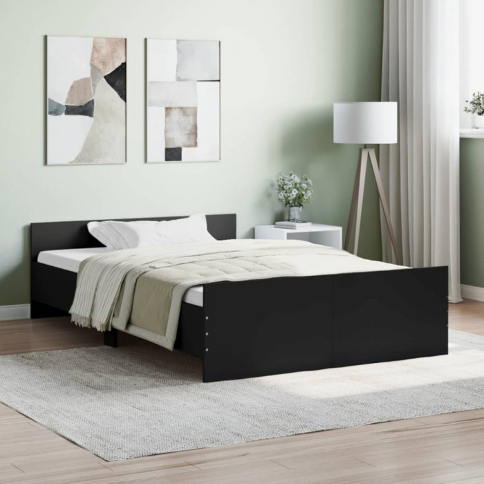 vidaXL Cadru pat cu tăblie de cap/picioare, negru, 120x200 cm 3203741