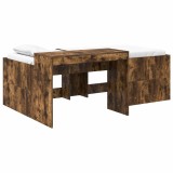 vidaXL Cadru de Pat cu Birou 2 pcs Stejar artizanal 90 x 190 cm 3422679