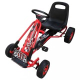 Kart cu pedale pentru copii, scaun reglabil, roșu, vidaXL, 3-8 ani, siguranță lanț, ax oscilant, 96x60x56 cm, max. 30 kg