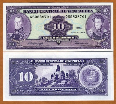 !!! VENEZUELA - 10 BOLIVARES 05 VI 1995 - P 61 d - UNC foto