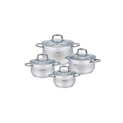 Set de 4 oale cu capac, inox, dimensiuni 16,18,20,24 cm, fund termic multistrat, Kinghoff foto