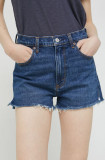 Cumpara ieftin Abercrombie &amp; Fitch pantaloni scurti jeans femei, culoarea albastru marin, neted, high waist