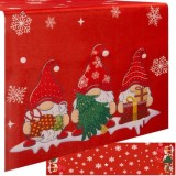 Traversa de masa de Craciun 220x40 cm Ruhhy, rosie cu spiridusi