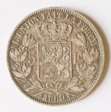 BELGIA 5 FRANCS FRANCI 1869 LEOPOLD II ARGINT VF++ ( CITITI DESCRIEREA )