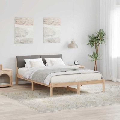 vidaXL Cadru de pat Maroniu și taupe 160 x 200 cm Lemn masiv de pin 878527 foto