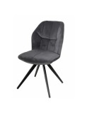 Scaun de living si bucatarie KL Mirco, metalic, tapitat cu stofa,100 kg, 47.5x63x89.5 cm, gri inchis