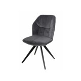 Scaun de living si bucatarie KL Mirco, metalic, tapitat cu stofa,100 kg, 47.5x63x89.5 cm, gri inchis