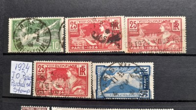 1924- Franta-JO Paris-part.set-stamp. foto