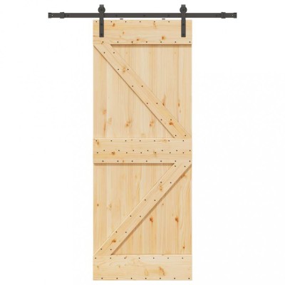 vidaXL Ușă glisantă cu set de feronerie 80x210 cm, lemn masiv de pin 3332607 foto