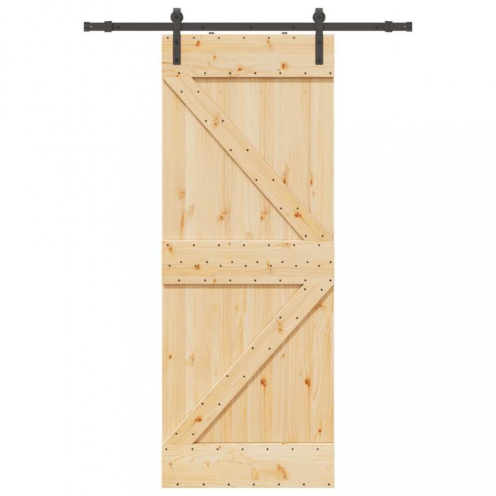 vidaXL Ușă glisantă cu set de feronerie 80x210 cm, lemn masiv de pin 3332607