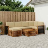 Cumpara ieftin Set de canapele de exterior 7 buc. 5-Locuri Natural si Bej