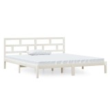 Cumpara ieftin Cadru de pat, alb, 140x190 cm, lemn masiv de pin