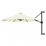 vidaXL Umbrelă soare, montaj pe perete, st&acirc;lp metalic, 300 cm, nisipiu