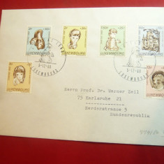 Plic FDC cu serie Caritas 1957 Luxemburg ,6 val. ,stampila speciala