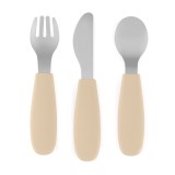 Petite&amp;Mars Take&amp;Match Stainless Steel Cutlery Set tac&acirc;muri pentru copii Desert Sand 12m+ 3 buc
