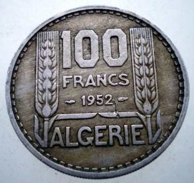 7.374 ALGERIA OCUPATIE FRANCEZA 100 FRANCS FRANCI 1952 foto