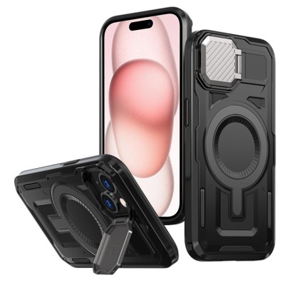 Husa iPhone 15 protectie camera Techsuit CamVault MagSafe, negru foto