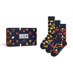 Happy Socks sosete Gift Box Food 3-pack culoarea albastru marin