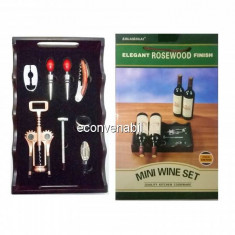 Suport Lemn cu Accesorii pentru Sticle de Vin SS07265 foto