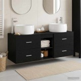 Cumpara ieftin Set mobilier de baie suspendat 3 buc. Negru 129 x 44,5 x 80 cm