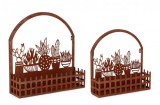 Cumpara ieftin Set 2 suporturi ghivece flori metal maro Cactus 38x10.5x39.5 cm; 48x13x50 cm