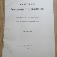 Serbatorirea Profesorului Titu Maiorescu la Universitatea din Bucuresti - 1910