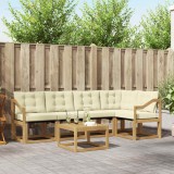 vidaXL Set 6 Canapele Exterior Alb Crem Lemn Acacia Textilena Rezistent Vreme Mobila Gradina