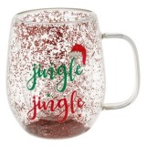 Cană din sticlă cu perete dublu pentru Crăciun Jingle Jingle, CMCLASS