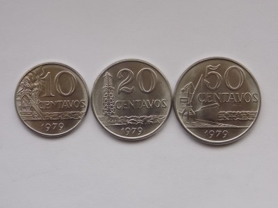 lot 3 monede-10,20,50 CENTAVOS 1979 BRAZILIA-AUNC foto