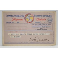 OFFICIO ITALCABLE ALL FIERA ESPOSIZIONE DI MILANO , CARTE POSTALA DE RECLAMA , 1928