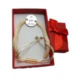 Bratara alba impletita cu banut gravat ai grija de tine