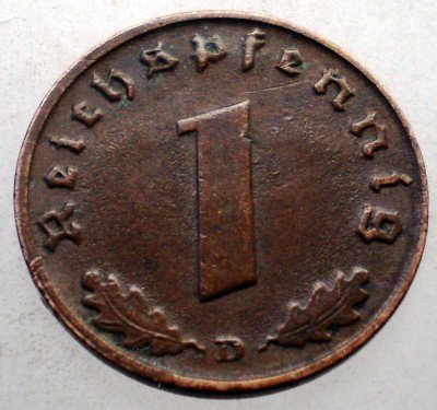 2.562 GERMANIA WWII 1 REICHSPFENNIG 1939 D foto