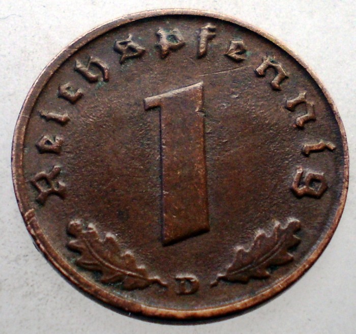 2.562 GERMANIA WWII 1 REICHSPFENNIG 1939 D