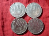 4 Monede 100 lei 1991 , 1992 , 1993 ,1994 , metal alb cal. F.Buna