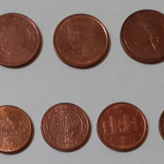 Lot 5 Monede 1 Eurocent + 7 Monede 2 Eurocenti Din Diverse Tari VEZI DESCRIEREA