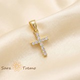 Cumpara ieftin Cruciulita placata cu aur, cu cristale zirconia Ines