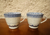 2 CESCUTE PENTRU CAFEA, DIN PORTELAN CHINEZESC - MODEL BOB DE OREZ D6CM