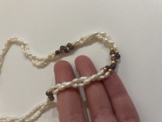 UNICAT-Colier VINTAGE OLD-PERLE de cultura-lantisor perla