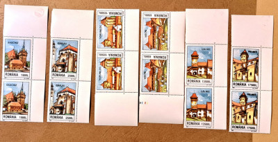 TIMBRE ROMANIA MNH LP1582/2002 Cetati sasesti din TRANSILVANIA -Serie &amp;icirc;n pereche foto