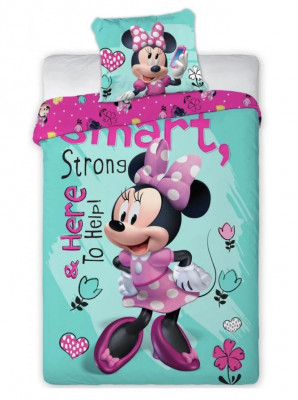 Lenjerie de pat Disney Minnie, 2 Piese, 160A 200 cm, 70A 80 cm,100% Bumbac foto