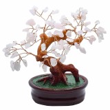 Copac cu cuart roz pe suport ceramic 17 cm inaltime