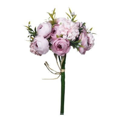Buchet flori artificiale BH847, material textil + plastic, roz, 27 cm foto