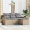 vidaXL Set de canapele pentru grădină cu pernă 4 pcs Bej Rattan poli 3354319