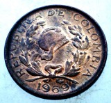 1.047 COLUMBIA COLOMBIA 1 CENTAVO 1969 XF/AUNC EROARE, America Centrala si de Sud