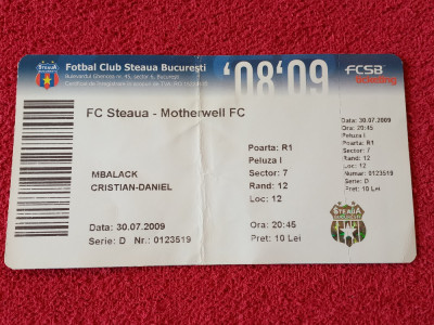 Bilet meci fotbal STEAUA BUCURESTI - MOTHERWELL (Champions League 30.07.2009) foto