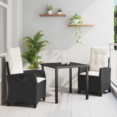 vidaXL Set de masă pentru grădină 3 pcs Negru poliratan 3380365 foto
