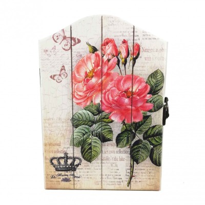Cutie pentru Chei din Lemn cu motiv floral - WZ3940 foto